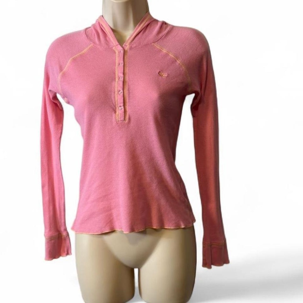 Y2K Pink Lightweight Henley Style Hoodie‎